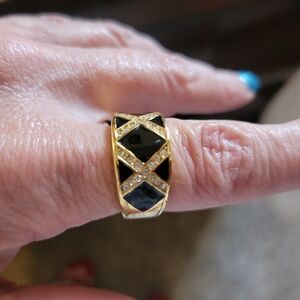 Black & Gold Enamel Ring 8